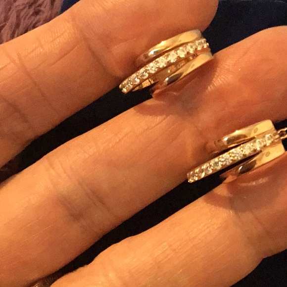 NEW Victoria Wieck 14k Rose Gold /925 Triple Hoop CZ Brilliant Hoop Earrings - Picture 8 of 16